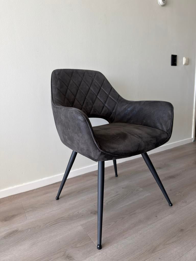 4 Antraciet Grijze Eetkamerstoelen, Ophalen, Gebruikt, Vier, Stof