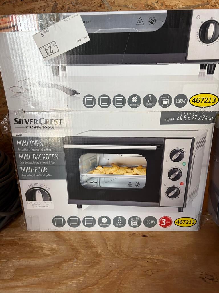 SilverCrest Mini Oven 1300W ongebruikt - Bak- en Grilloven, Ophalen, Minder dan 45 cm, Nieuw, Oven met grill