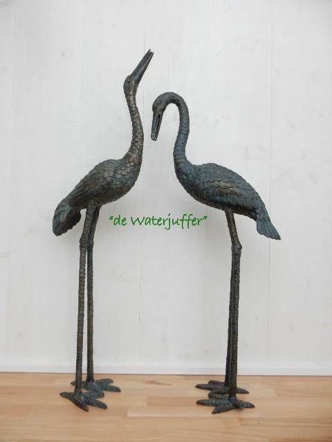 106* Set bronzen kraanvogels (Boven €75 geen verzendkosten), Ophalen of Verzenden, Nieuw, Overige materialen, Dierenbeeld