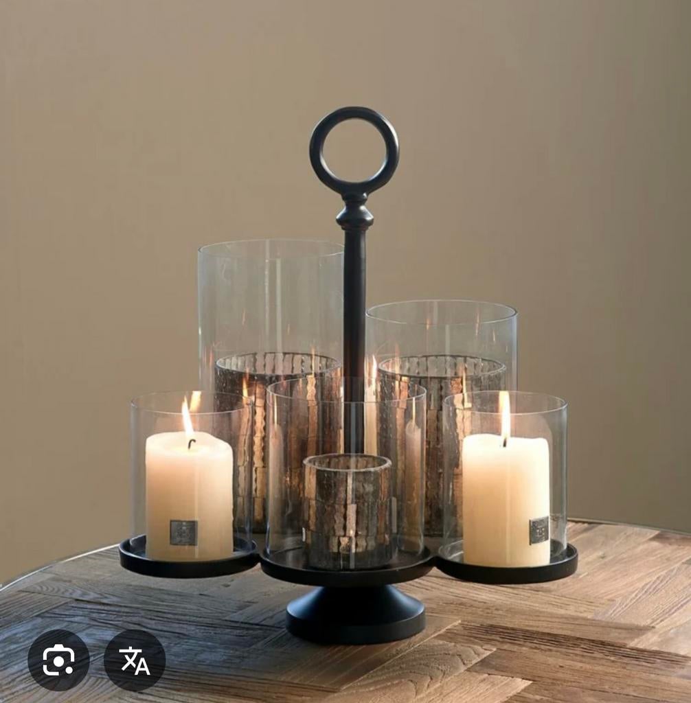 Riveira Maison Windlicht Lisbon Multiple Hurricane, Zwart, Huis en Inrichting, Verzenden, Zwart, Nieuw, Metaal