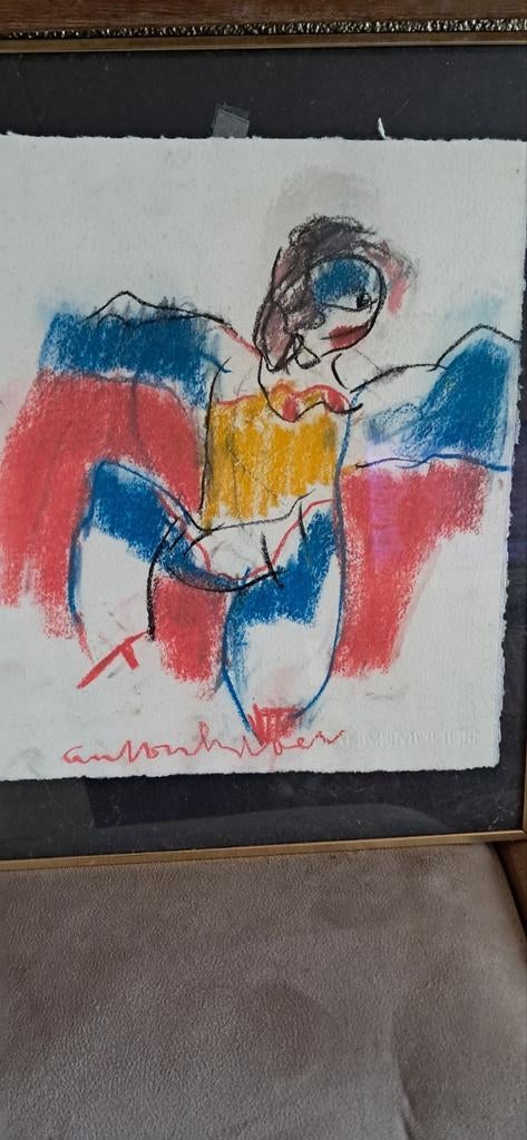 ORGINELE ANTON HEIJBOER ORGINEEL 36X34CM, Antiek en Kunst, Kunst | Schilderijen | Abstract, Ophalen of Verzenden