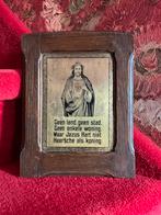 Koperen plaat Jezus Heilig Hart ❤️ in houten lijst, Antiek en Kunst, Antiek | Religie, Ophalen of Verzenden