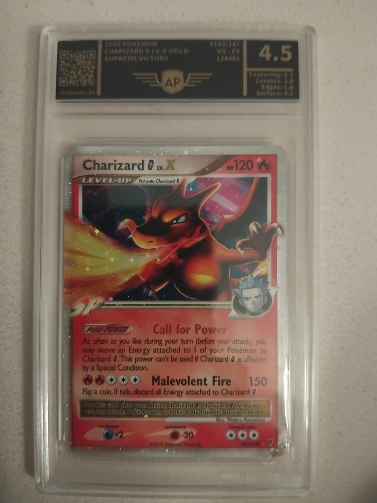 Charizard G LV.X Holo Supreme Victors AP 4.5 Pokémon Kaart, Ophalen of Verzenden, Gebruikt, Losse kaart