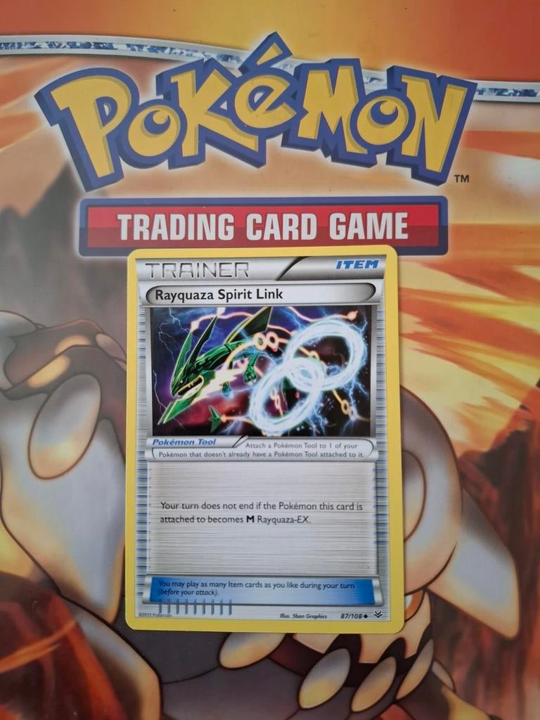 Rayquaza spirit link 87/108 XY Roaring Skies pokemon kaart, Ophalen of Verzenden, Gebruikt, Losse kaart