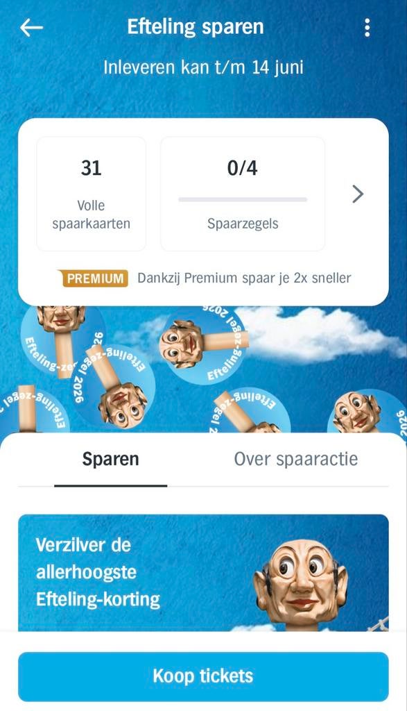 Efteling spaarkaart, Ophalen, Nieuw, Overige typen