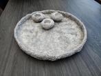 Stenen schaal met 3 kaarsen houders, Huis en Inrichting, Woonaccessoires | Dienbladen, Ophalen, Rond, Overige materialen