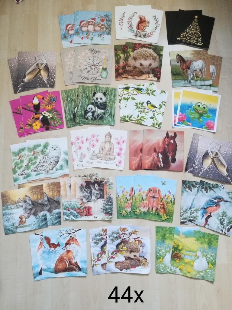 Set van 44x servetten nieuw allerlei afbeeldingen, Ophalen of Verzenden, Nieuw, Papier of Karton, Knutselmateriaal