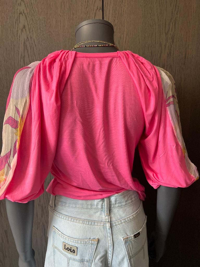PUCCI - fuchsia bloes - 34 (XS), Kleding | Dames, Verzenden, Emilio Pucci, Zo goed als nieuw, Roze