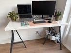 White desk / Wit IKEA bureau met Lerberg schragen 120x60cm, Ophalen, Gebruikt, Bureau