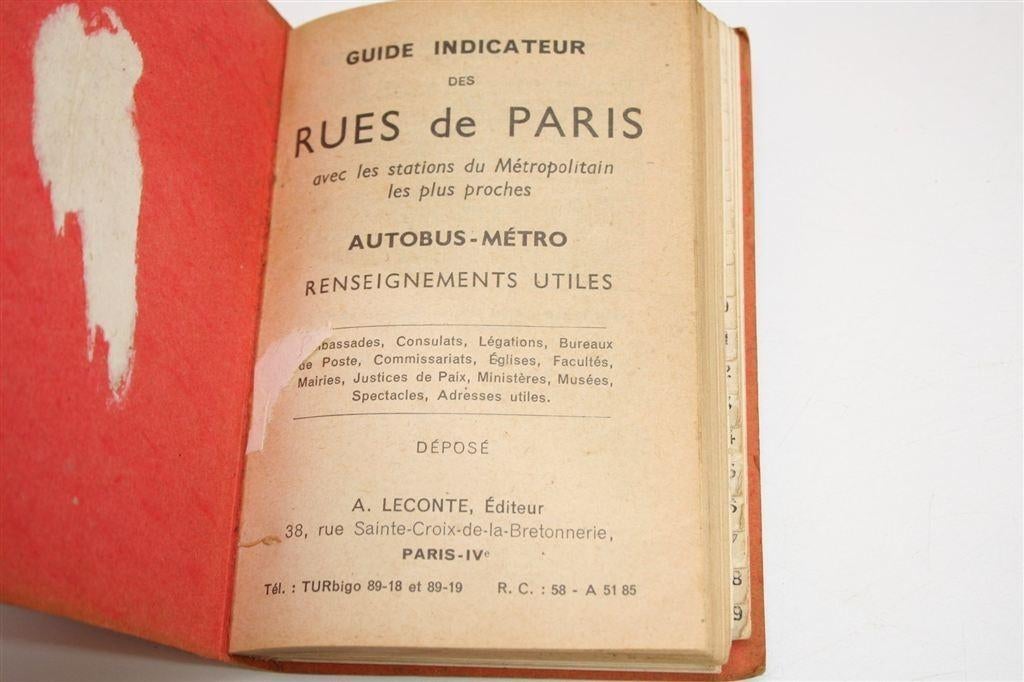 Vintage Stratengids Parijs [1950] — Metro, Bus & Kaarten, Ophalen of Verzenden, Gelezen, 1800 tot 2000, Landkaart