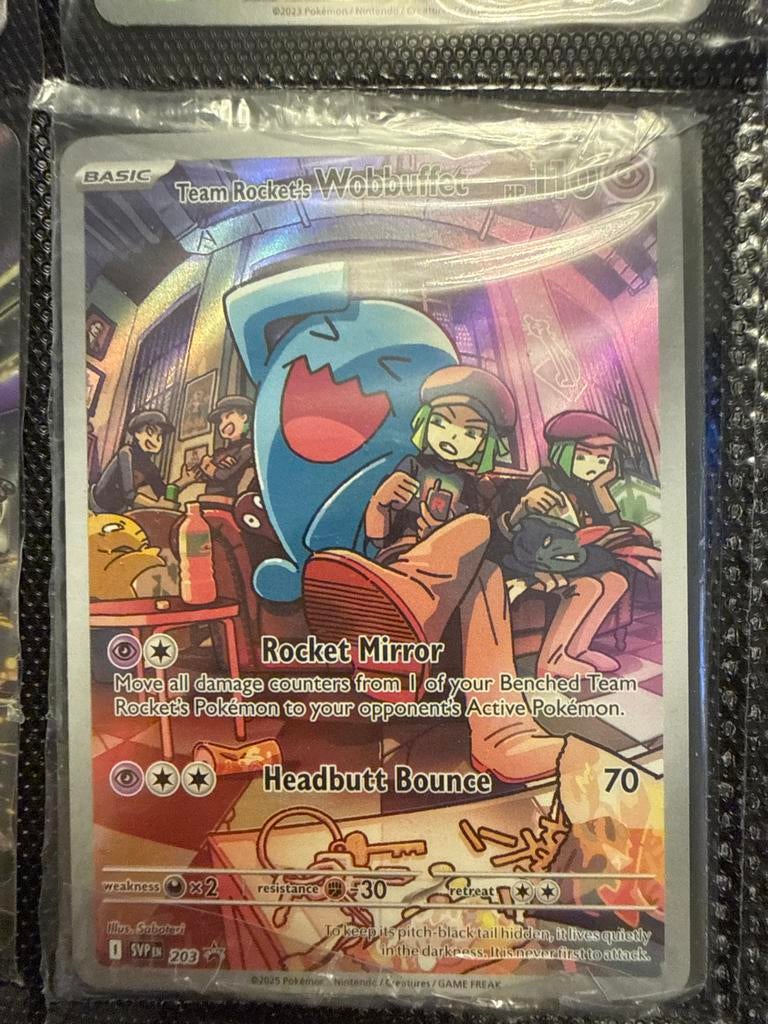Pokémon kaart Team Rocket's Wobbuffet, Ophalen of Verzenden, Gebruikt, Losse kaart, Foil