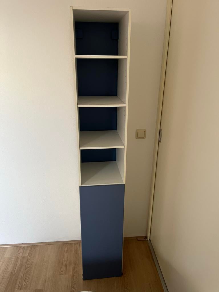Badkamerkast wit met blauw, (Half)hoge kast, Minder dan 50 cm, Gebruikt, Ophalen of Verzenden