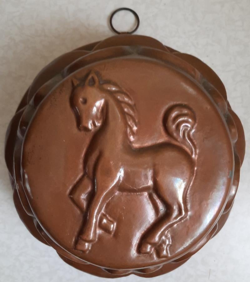 Antiek grote rood koperen cake/taartvorm paard, Overige typen, Ophalen of Verzenden, Gebruikt, Overige materialen