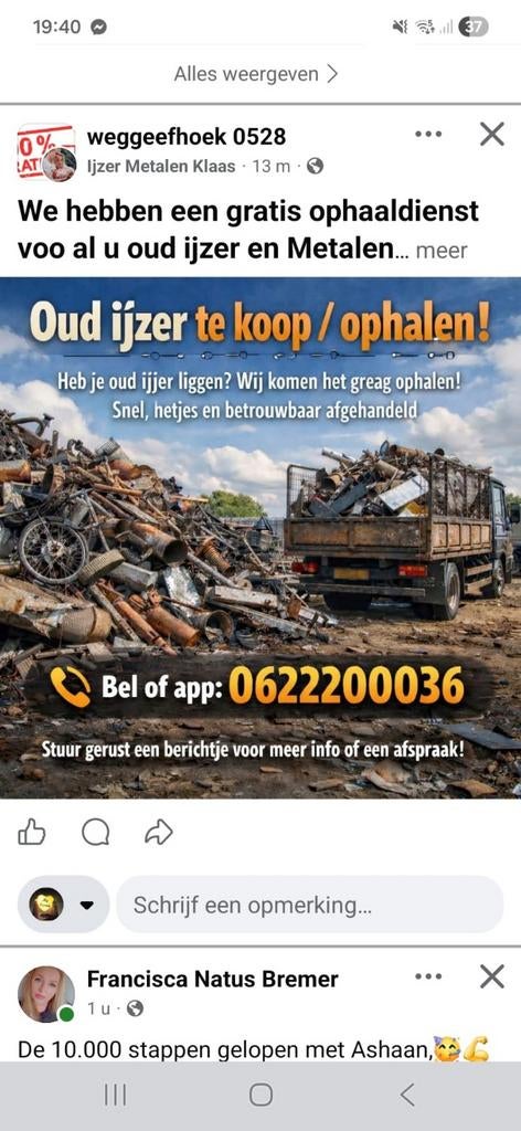 Oud ijzer en metalen ophalen, Ophalen of Verzenden