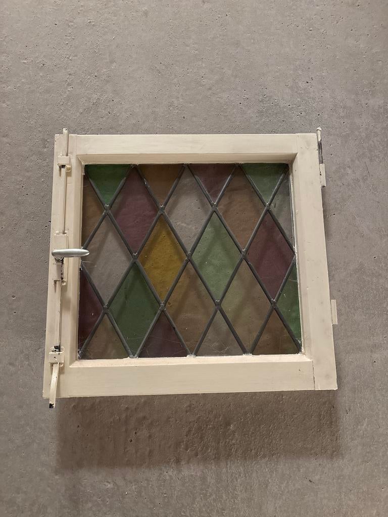 Glas in lood raampje, Ophalen, Gevelraam of Ruit, Gebruikt, Minder dan 80 cm