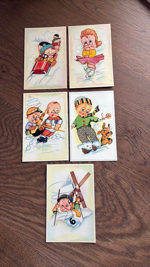 Kinderfantasie. Bobslee,op de ski’s,ijshockey, schaatsen, Ophalen of Verzenden, Ongelopen