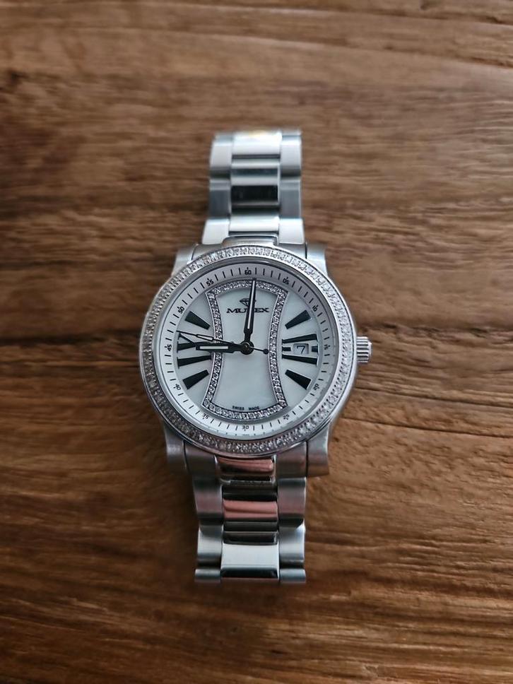 Murex Swiss Horloge met Diamanten en Stalen Band, Sieraden, Tassen en Uiterlijk, Horloges | Dames, Zo goed als nieuw, Polshorloge