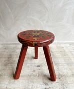 Vintage houten hindeloopen krukje rood / plantentafeltje, Huis en Inrichting, -, -, Ophalen of Verzenden, Zo goed als nieuw