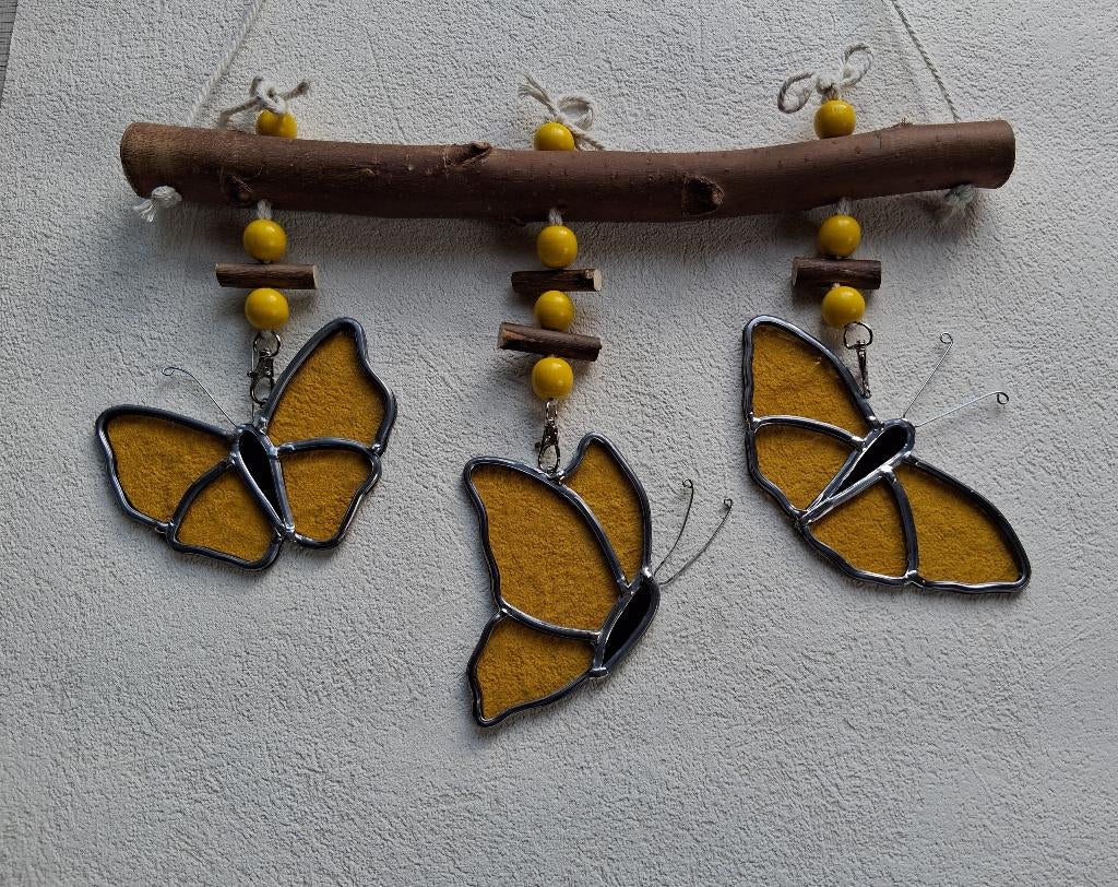 3 super leuke vlinders van glas in lood, Antiek en Kunst, Kunst | Overige Kunst, Ophalen of Verzenden