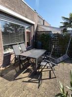 Stevig antraciet tuinset Jutlandia 1 tafel met 4 stoelen, Ophalen, 4 zitplaatsen, Gebruikt, Aluminium