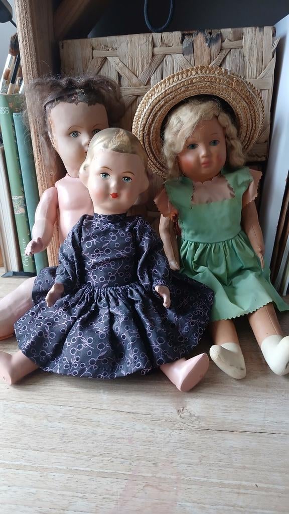 Drie popjes wildebras, papier mache i, Verzamelen, Poppen, Ophalen of Verzenden, Zo goed als nieuw, Pop