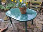 Groene kunststof tuintafel - Ovaal, Tuin en Terras, Ophalen, Gebruikt, Ovaal, Kunststof