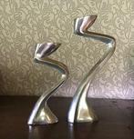 Set vintage kandelaars aluminium design Matthew Hilton?, Huis en Inrichting, Woonaccessoires | Kandelaars en Kaarsen, Gebruikt