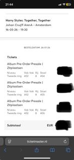 3 Tickets zitplaatsen Harry Styles 16/05, Tickets en Kaartjes, Drie personen of meer, Mei