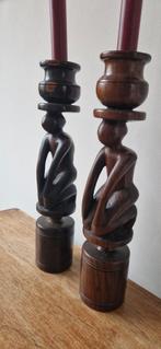 Kaarsenstandaard hout 2x, Gebruikt, Ophalen of Verzenden, Kandelaar, Hout