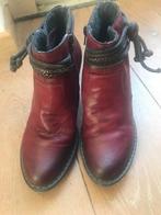 Rieker donkerrode enkellaarsjes maat 39, Lage of Enkellaarzen, Ophalen of Verzenden, Gedragen, Rood