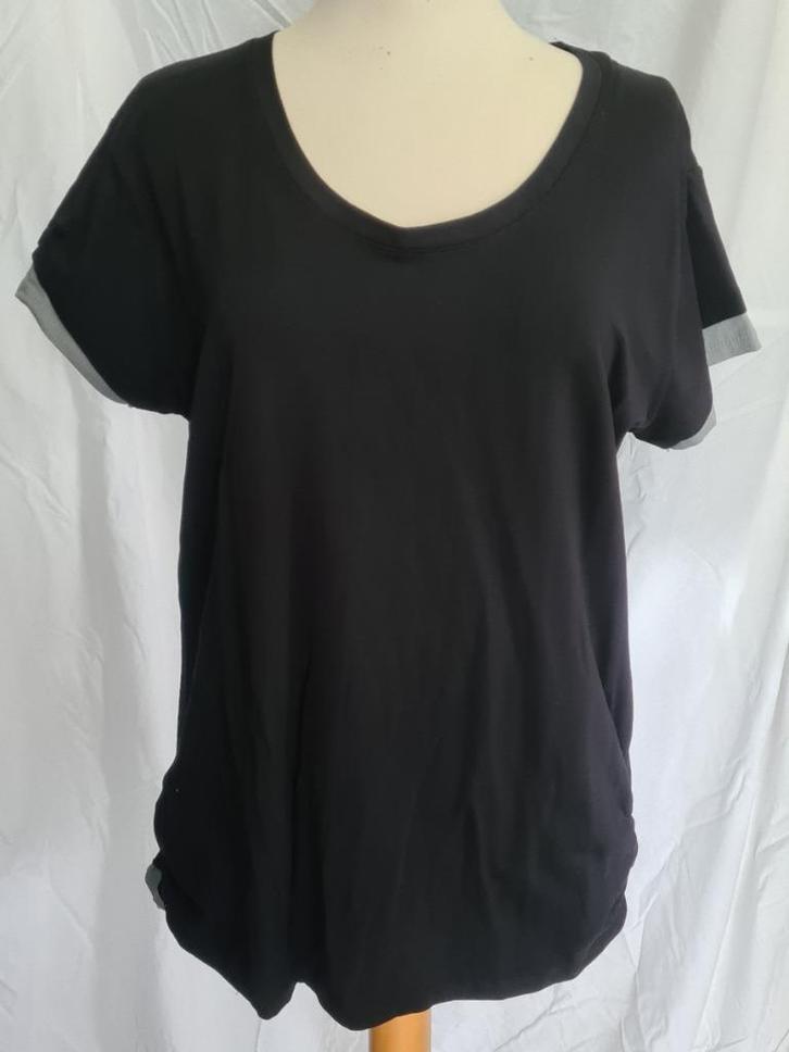 Dames zwart grijze t-shirt, maat L, Kleding | Dames, T-shirts, Gedragen, Maat 42/44 (L), Zwart, Korte mouw, Verzenden