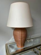 Rotan tafellamp groot bamboe vintage, Huis en Inrichting, Lampen | Tafellampen, Ophalen of Verzenden, Zo goed als nieuw, Stof
