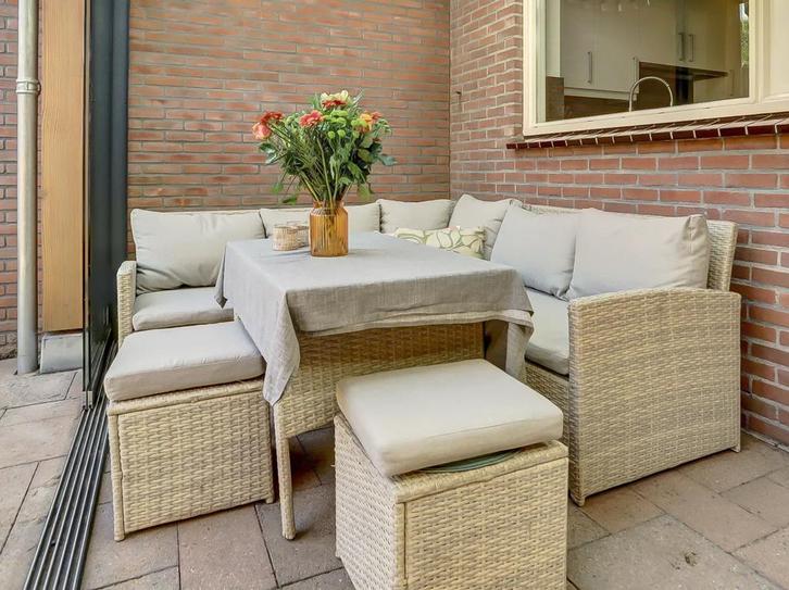 Tuin Dining Loungeset 190x199 cm Central Park Rochelle, Tuin en Terras, Tuinsets en Loungesets, Zo goed als nieuw, Tuinset, Wicker