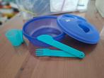 tupperware lunchtrommeltje met mes/vork, Ophalen of Verzenden, Nieuw, Blauw, Overige typen