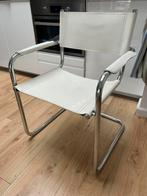 Mart Stam style white leather cantilever chair, Huis en Inrichting, Stoelen, Ophalen, Gebruikt, Wit, Metaal