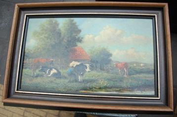 schilderij Cor Bouter - koeien melken beschikbaar voor biedingen