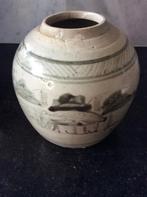 Antieke  gesigneerde gember pot in fraaie tint, Ophalen of Verzenden