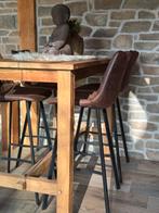Teakhouten bartafel met krukken, Huis en Inrichting, Tafels | Statafels, Ophalen, Zo goed als nieuw