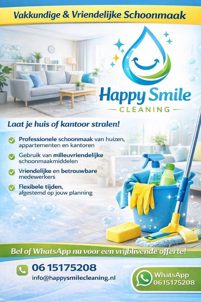 Professionele Schoonmaak – Happy Smile Cleaning, Vacatures, Vacatures | Schoonmaak en Facilitaire diensten, Overige niveaus, Overige vormen