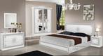Slaapkamer set-klassiek- hoogglans wit bari-AANBIEDING--, Ophalen of Verzenden, Nieuw, Tweepersoons