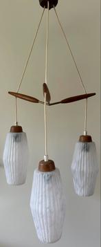 Vintage mid-century Scandinavische Deense design hanglamp, Ophalen, Zo goed als nieuw, Hout, Minder dan 50 cm