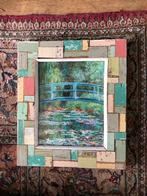Ingelijst canvasdoek – Monet stijl met kat, Ophalen, Minder dan 50 cm, Schilderij, Minder dan 50 cm