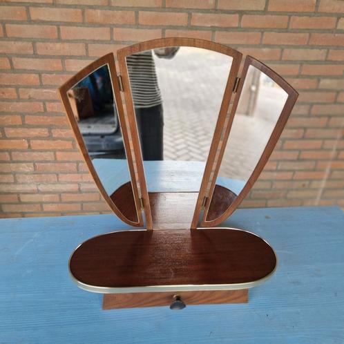 vintage wandspiegel 3 luik hal spiegel met lade jaren 50, Verzamelen, Retro, Huis en Inrichting, Ophalen of Verzenden
