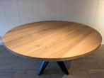 Ronde eiken tafel 7 persoons, Ophalen, Broekerenk 9, t Loo Oldebroek, Nieuw, Tromphout