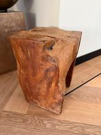 Bijzet tafel massief houten blok teakhout, Ophalen of Verzenden, Zo goed als nieuw, Hout