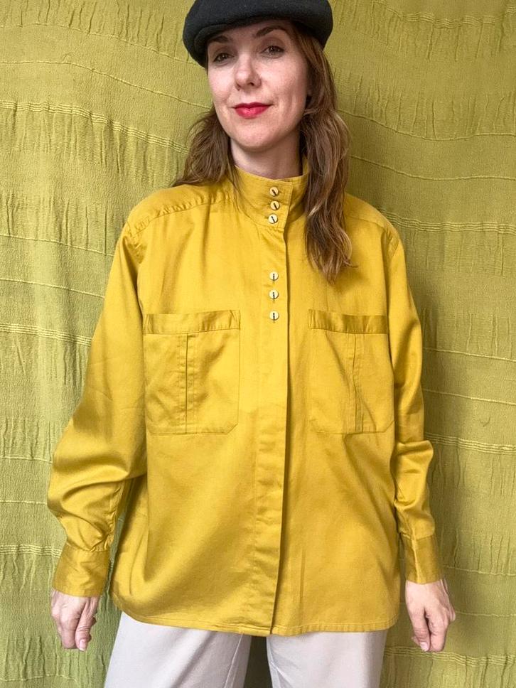 Vintage blouse - mosterd geel - 42/XL of oversized, Kleding | Dames, Blouses en Tunieken, Gedragen, Maat 42/44 (L), Geel, Ophalen of Verzenden