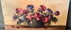 Olieverf op doek anemoon boeket bloemen, Ophalen of Verzenden