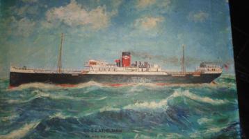 Schilderij schip boot antiek stoomboot U.S. SS Atheltarn beschikbaar voor biedingen