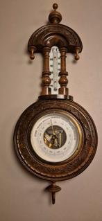 Antieke Houten Barometer met Thermometer, Audio, Tv en Foto, Weerstations en Barometers, Ophalen, Gebruikt, Barometer