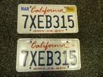 Paar USA License plate / kentekenplaten California USA, Verzenden, Gebruikt, Auto's